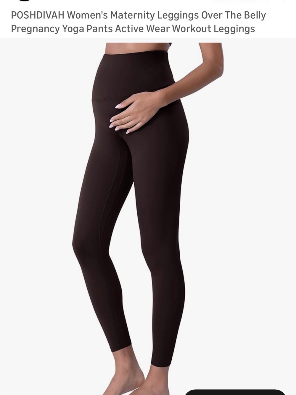 POSHDIVAH Maternity Over-the-Belly Leggings in Dark Brown